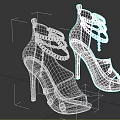 Colorful Printed Peep Toe High Heels With Gold Chain Decorations And Stiletto Heels