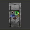 Automated Teller Machine With Metallic Casing Control Panel Colored Buttons And Display Screen
