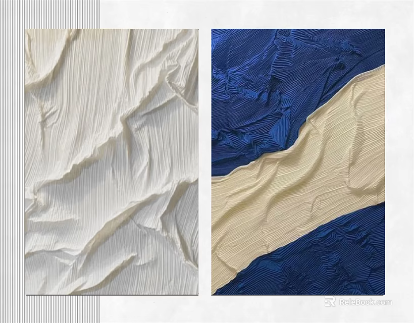 Abstract Textured Wall Art With White Blue And Beige 3D Patterns 3d model 
