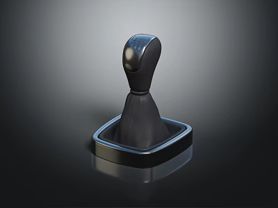Black Glossy Car Gear Shift Knob With Modern Square Base And Smooth Surface 3d model