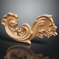 Golden Ornate Carving With Intricate Scroll Floral Patterns And Glossy Finish
