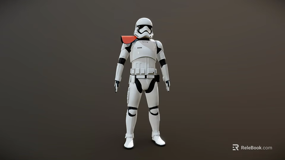 Stormtrooper Armored Character in White Armor with Black Details and Red Shoulder 3d model 
