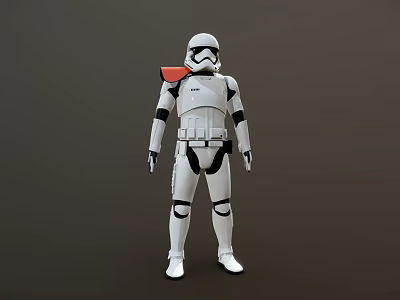 Stormtrooper Armored Character in White Armor with Black Details and Red Shoulder 3d model