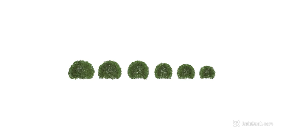 Trimmed Round Green Bushes Arranged In A Row For Garden Landscaping 3d model 