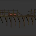 Rustic Wooden Bridge With Railings Planks And Red Items In Countryside