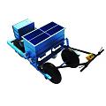 Blue Agricultural Seeder Machine With Two Boxes And Black Wheels 3d model