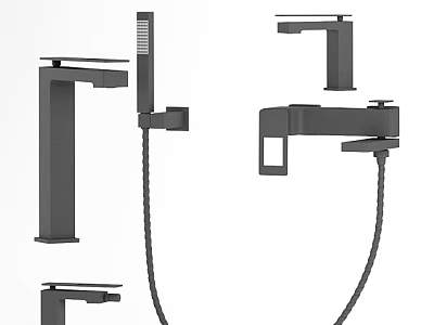 Modern Shower Faucet Set With Handheld Showerhead Fixed Spout And Flexible Hose 3d model