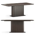 Modern Dark Wood Dining Table With Textured Vertical Legs And Rectangular Top 3d model