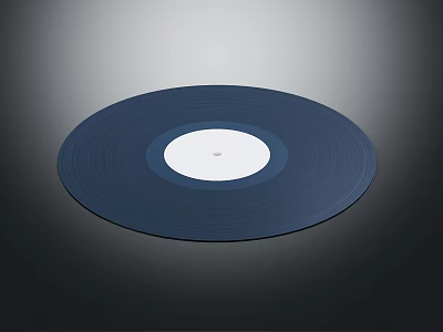 Premium Dark Blue Vinyl Record for Electronic Turntable with White Center Label Design 3d model