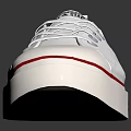 Classic White Canvas Shoes With Round Toe Red Blue Stripe Sole And White Laces