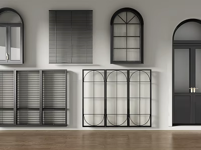 Modern Black Blinds For Contemporary Window Interior Design With Different Styles And Decorative Elements 3d model