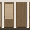 Various Wooden Doors With Mesh Panels And Solid Panel Designs In Interior 3d model