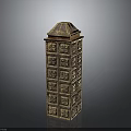 Golden Ornate Tower Architecture With Multi Layered Intricate Patterns And Decorative Roof
