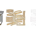 Wooden Dining Chair With Slatted Back Woven Seat And Detachable Structural Parts