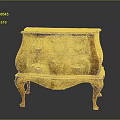 Antique Wooden Chest of Drawers With Two Drawers Metal Handles And Curved Legs