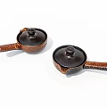 Two Brown Ceramic Cooking Pots With Lids And Handles For Daily Kitchen Cooking