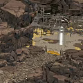 Intricate Rock Crystal Structure 3D Rendered With Illuminated Natural Fantasy Terrain