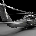 Dark Military Helicopter With Number 163 Front Equipment Underbody Weapon And Extended Rotor Blades