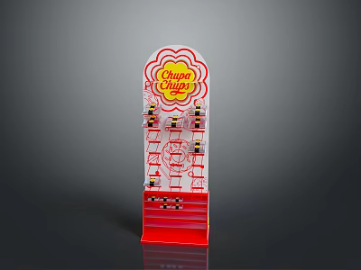 Chirpy Chicks Red Display Stand With Multi Tiered Shelves For Merchandise 3d model