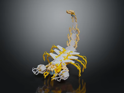 Yellow and White Scorpion Character with Intricate Segmented Limbs and Artistic 3D Design 3d model