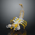 Yellow and White Scorpion Character with Intricate Segmented Limbs and Artistic 3D Design