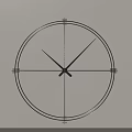 Modern Circular Metal Frame Wall Clock With Black Lines And Shadow Effect 3d model