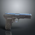 Vintage Nagant Pistol With Metallic Finish Classic Design And Reflection On Dark Background