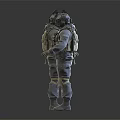 Tactical Humanoid Characters Front And Back Views With Gray Beige Uniforms Backpacks Knee Pads 3d model