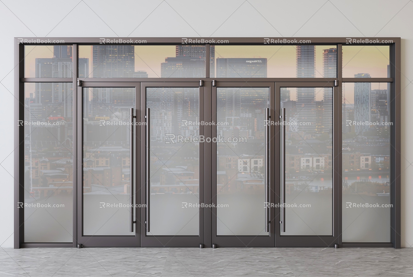 Outdoor glass double door 3d model