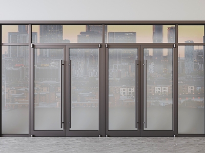 Outdoor glass double door 3d model