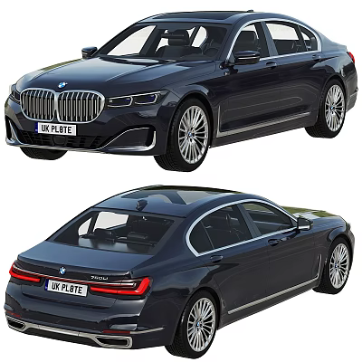 Black BMW Luxury Sedan Exterior Design Front and Rear Views 3d model