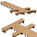 Wooden Bridge With Cross Planks And Modular Outdoor Structure Design