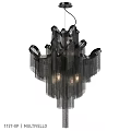 Modern Black Cascading Fringe Chandelier With Metal Structure And Light Bulbs