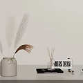 Modern Decorative Ornaments Set With Ceramic Vase Pampas Grass Aromatherapy Diffuser Calendar And Book 3d model
