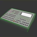 Gray Electronic Control Panel With Multiple Buttons Knobs Red Button And Display Screen