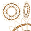 Decorative Woven Mirrors With Wooden Frame And White Rattan Design For Home Decor