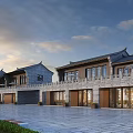Traditional Chinese Commercial Street With Ancient Architecture Stone Walls And Paved Square