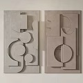 Modern Abstract 3D Wall Decor with Geometric Shapes in Neutral Tones 3d model