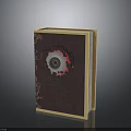 Decorative Book Cover With Brown Background Red White Circular Pattern And Gold Trim