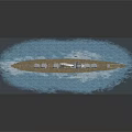 Historical Battleship Watercraft Sailing On Blue Waves With Detailed Deck Design