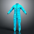 Blue Workwear Jumpsuit With Zipper Closure Functional Pockets And Modern Design