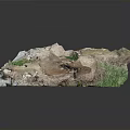 Realistic 3D Terrain Model Featuring Rocky Outcrops Green Grass Patches And Dirt Surfaces