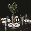 Modern Tableware Ornaments Combination 3d model