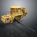 Yellow Military Weapon System with Mechanical Barrel and Sensor Components for Armored Combat Applications 3d model