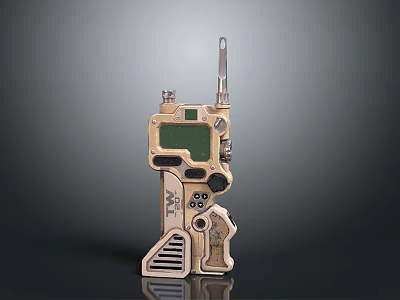 Military Tactical Communication Device With Antenna Green Display And Control Buttons 3d model