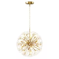 Elegant Dandelion Shaped Golden Ceiling Light with Multiple Bulbs and Chain Design