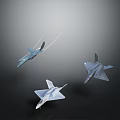 Three Advanced Fighter Jets Flying With White Trails In Dark Sky