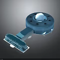 Modern Architectural 3D Design Element Featuring Blue Circular Structure with White Textured Center and Elongated Base