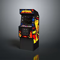 Classic Defender Arcade Machine With Colorful Artwork And Control Panel