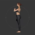 Woman Practicing Single Leg Yoga Pose With Hands In Namaste Wearing Sportswear On Gray Backdrop